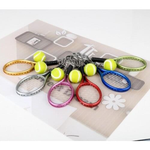 HEYu New Fashion Tennis Racket Tennis Balls Keychain Schoolbag Key Ring Key Chain Keyfob Birthday Christmas Children Sport Gift