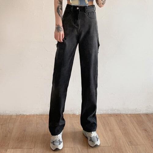 Sylcue Summer dark hard sister design feel gothic alphabet embroidery do old worn smoke black jean pants vintage hole pants