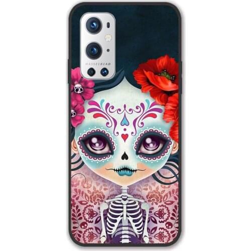 For Oneplus Amelia Calavera Sugar Skull Black TPU Border Oneplus Case