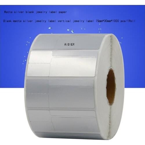 AIBIER Blank jewelry label waterproof label 75*30mm 1000pcs/1Roll Thermal transfer PET barcode Labels adhesive printed sticker
