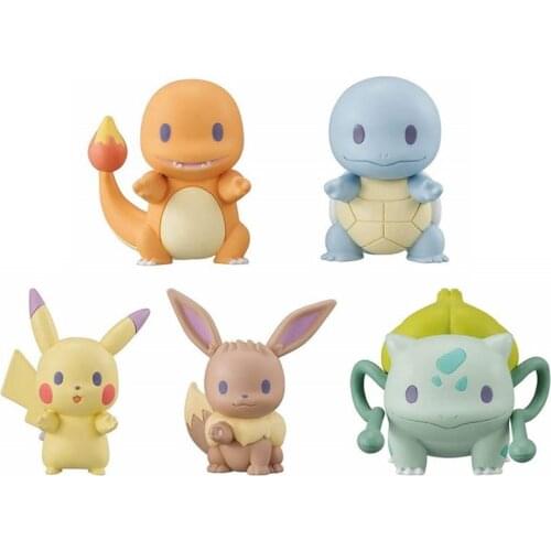 5Pcs/Set Cartoon Charmander Squirtle Bulbasaur Eevees Pika Action Figure Dolls Toys Anime pokemones Figure Toys Gifts for Kids