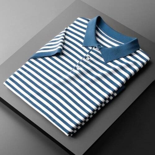 Classic Knitted Mens T-shirts High Quality Short Sleeve Stripe Casual Male T-shirts Fashion Slim Fit Summer Man T-shirts 3XL