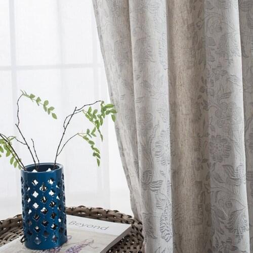 Cotton Linen Curtains Djibouti Flower Curtain Fabric Plain Obscure New Chinese Style Bedroom Living Room Curtains