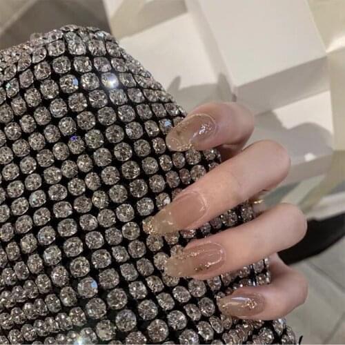 Coffee champagne pure color with gold foil decorated false nails french 24pcs with glue lady full nail tips cute fake nails