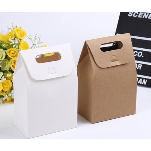 Kraft Box Craft Bag with Handle Soap Candy Bakery Cookie Biscuits Packaging Paper Boxes SN1011