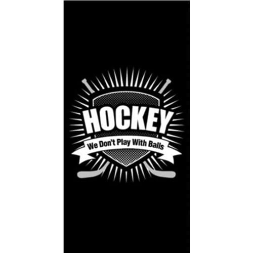 Cool Black Hockey Sports Beach Towel Funny Hockey We Don't Play With Balls Swimming Pool Towels for Gym Face Hand Men Daddy Gift