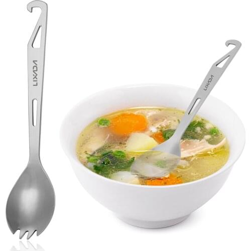 Lixada Stainless Steel Spoon with Bottle Opener Lightweight Outdoor Dinner Spoon Flatware for Travel Camping