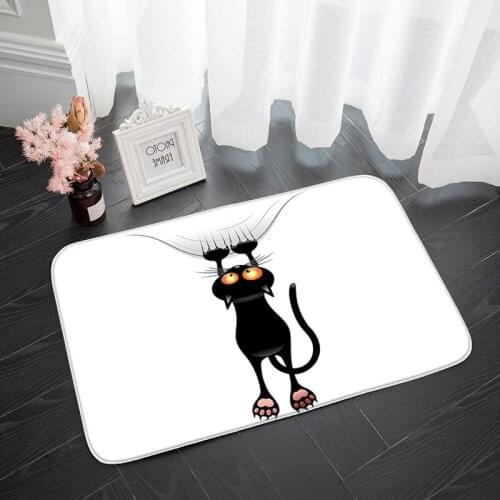 Cute Cat Mat Floating Carpet Home Door Mat Flannel Material Oriental Living Room Bathroom Rugs Long Hall Carpets White Custome