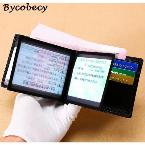 Bycobecy Men Genuine Leather Credit Card Bag Driver License Id Card Card Holder Wallet Passport Card Bag Casual Bag High Quality