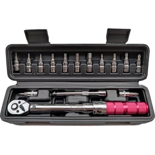 Onnfang 1/4inch 2-24NM Adjustable Torque Wrench Bicycle Repair Tools Kit Set Tool Bike Repair Spanner Hand Tool Set Red Handle