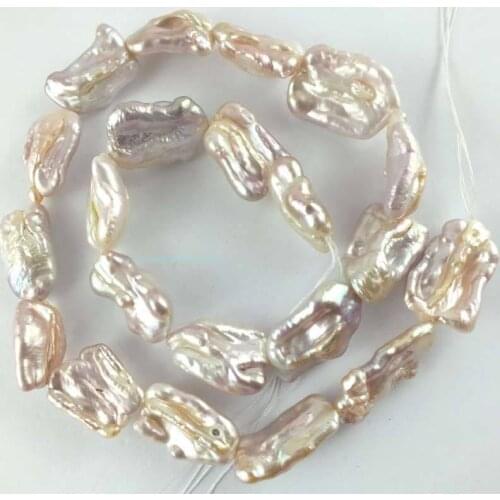 Wb 003008 18-24mm Natural PinkPueple Freshwater Pearl Oblong Freeform Loose Beads 15