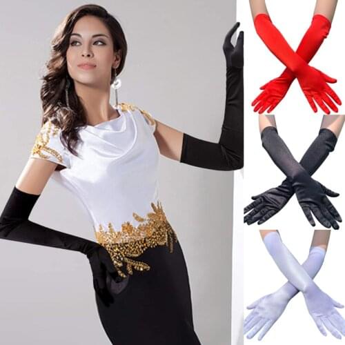 Pair New Fashion Women Long Finger Gloves Elbow Length Stain Sun Protection Mittens Opera Evening Party Gloves Prom Costumes