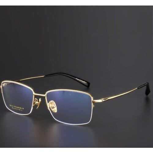 New Prescription Pure Titanium Glasses Frame Men Eye Glasses for Men Square Semi Frame Eyeglasses Myopia Optical Eyewear 2024