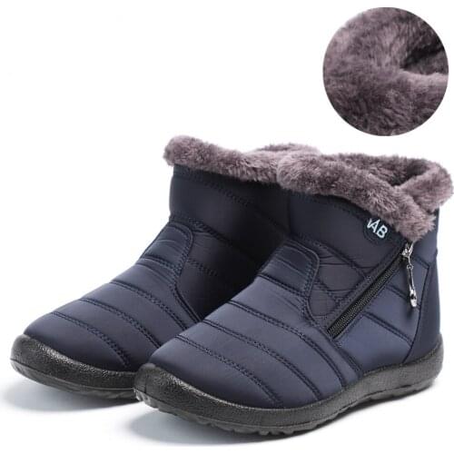 Shoes Women Waterproof Snow Boots Female Women Boots Plush Winter Shoes Women Warm Ankle Winter Casual Flat Shoes Round Toe