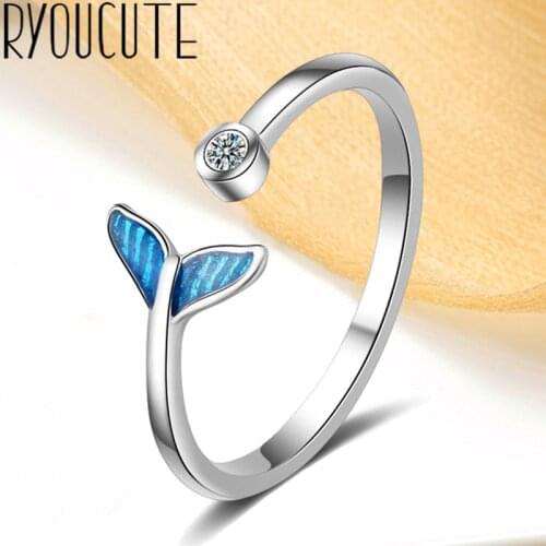 Charming Boho Korean Open Adjustable Fish Tail Rings for Women Wedding Ring Jewelry Valentines Day GIFT