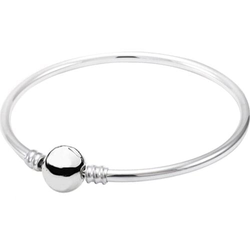 Original Ball Circular Clasp Clip Suitable Bracelet Bangle Fit Women 925 Sterling Silver Bead Charm Bangle DIY Europe Jewelry