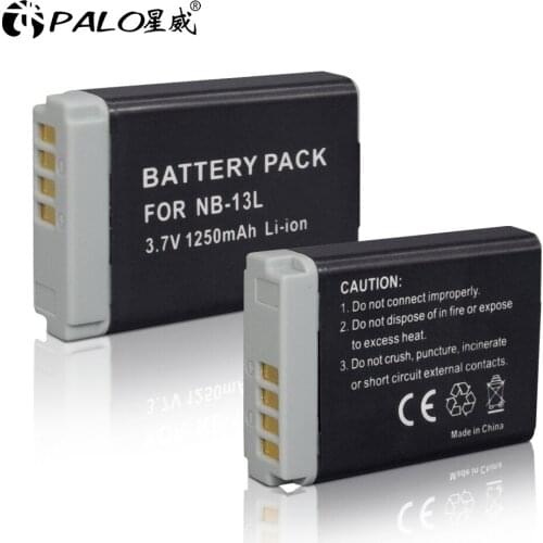 Palo 2Pcs 1250mAh 3.7V NB-13L NB 13E Camera Battery for Canon PowerShot G5 X G5X G7 X Mark II G7X G9 X G9X SX720 HS