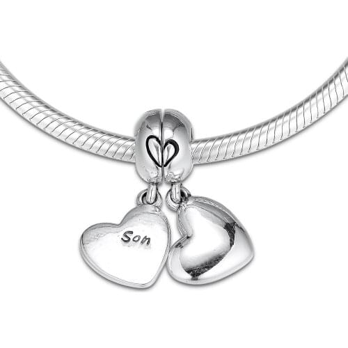 Fits for Pandora Charms Bracelets Mother & Son Love Dangle Beads 100% 925 Sterling-Silver-Jewelry Free Shipping