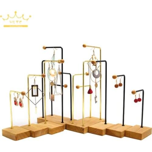 Jewelry Display Props Wrought Iron Solid Wood Earring Display Stand Jewelry Counter Window Earring Display Jewelry Stand