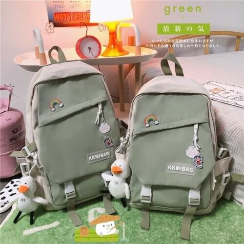 New School Bags Contrast Color Fashion Womens Backpack Badge Nylon Student Backpacks Large Waterproof School Backpack