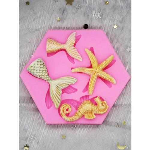 Marine Life Silicone Scented Candle Making Mold For Handmade Cake Soap Seahorse Starfish Car Gypsum Diffused Decorative Mould