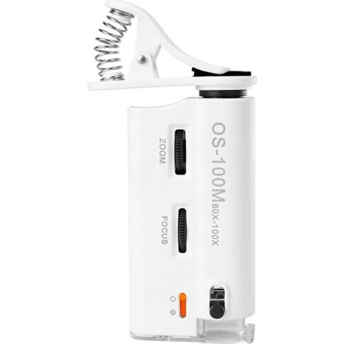 60-100X Cold-warm Light LED Cell Phone Microscope Universal Clip-type Microscope Magnifier with LED/UV Lamp Magnifiers