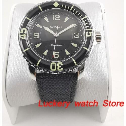 45mm Corgeut Luminous Mechanical Watches black Dial Automatic Diver Watch-CA48