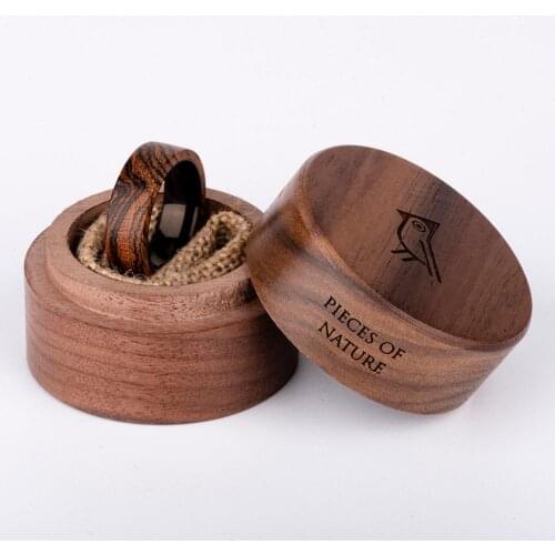 BOBO BIRD Wood Titanium Ring Handmade Personality Wood Wedding Groomsmen Rings for Men Women Party Jewelry Great Christmas Gifts