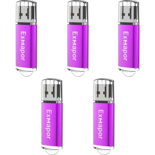 Bulk Flash Drive 32GB USB Thumb Drives, USB2.0 Jump Drive 5 Pieces Zip Drives 16 GB, Exmapor Rectangle USB Memory Stick 8GB 4GB