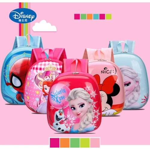 Disney Cartoon Princess Frozen Elsa Mermaid Schoolbag Kindergarten Childrens School Bag Water Repellent Cartoon Eggshell Bag