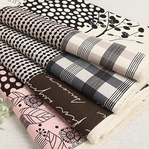 High quality cotton and linen fabric Sketch leaf shape square print tissus Background bag Clothes Handmade diy fabrics