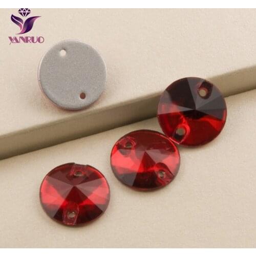 YANRUO 3200 Rivoli Light Siam Crystal Beads Red Glass Rhinestones Flatback Applique Gems Strass For DIY