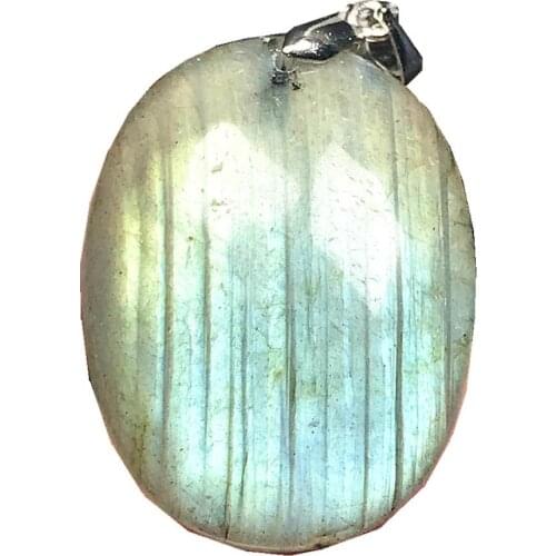 Top Natural Labradorite Pendant Jewelry For Woman Man Yellow Light Oval Crystal 31x21x7mm Beads Silver Moonstone Stone AAAAA