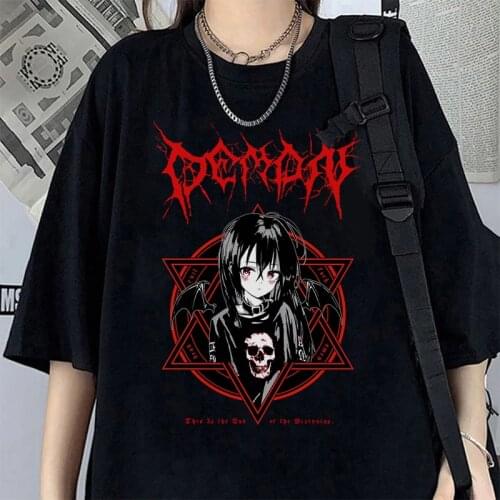 Harajuku Loose Korean T-shirt Aesthetic Gothic Punk cartoon Ulzzang O-Neck Tops Women dropshipping summer oversize street clothe