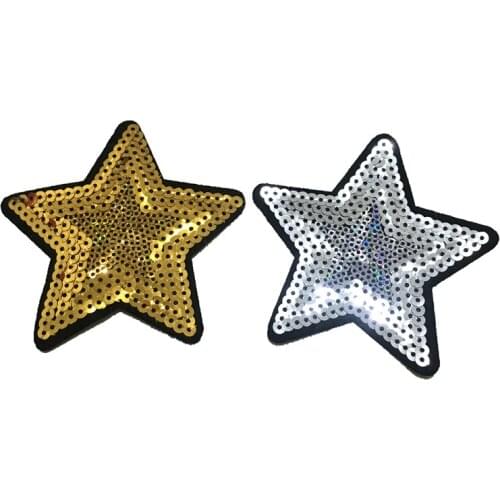10PCS/lot Small Gold/Silver Stars Sequined Iron on Patches for Clothes DIY Decoration Accessories Star Sequins Appliques Patch
