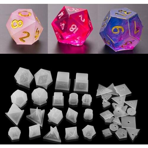 19 Shapes Irregular Dice Epoxy Resin Molds Dice Dried Flower Resin Molds Silicone Mould Making DIY For Multi-spec Digital Game