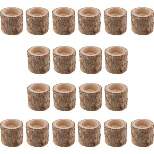 20Pcs Natural Wood Stump Tea Light Candle Holders Wooden Planter Flower Pot Rustic Wedding Party Home Decoration