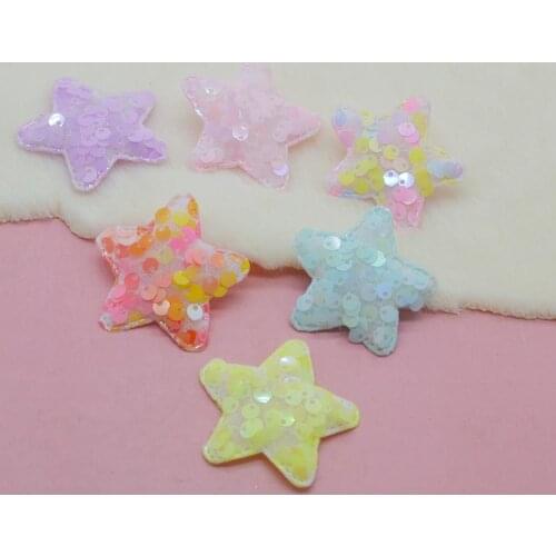 30pcs/lot 5cm glitter sequin star padded Appliques for Craft Clothes Sewing Supplies DIY Hair Clip Accessories