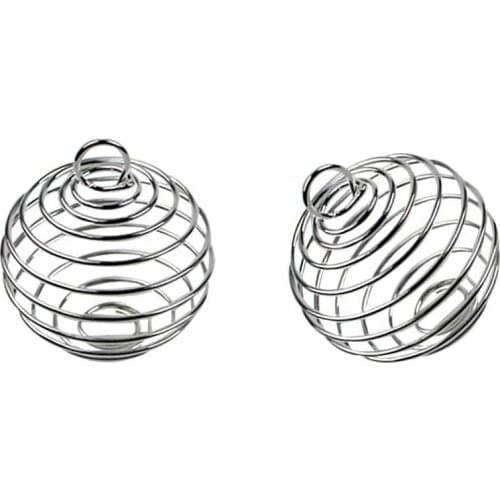 30pcs Silver Spiral Bead Cages Pendants for Jewelry Making (15mm, 25mm, 30mm)