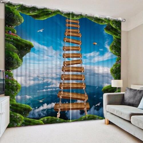3D Curtain Fashion Customized Aerial Wooden Bridge Curtains For Bedroom Custom Any Size Curtain Blackout Curtain Living Room