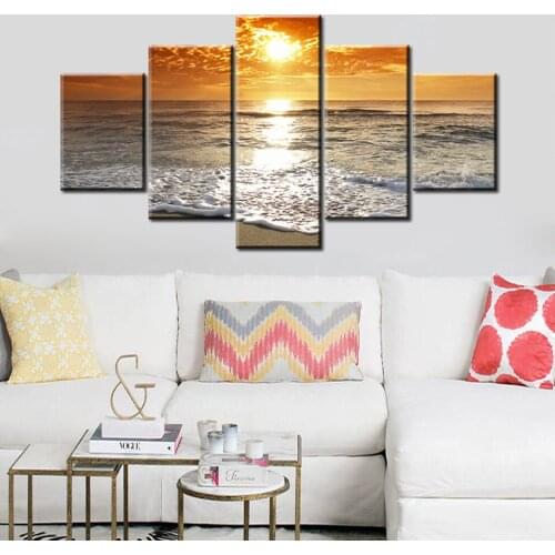 5 Panels Sunsets Natural Sea Beach Landscape,diamond painting,Multi-Picture,diamond embroidery,mosaic diamonds Wall Art WW184