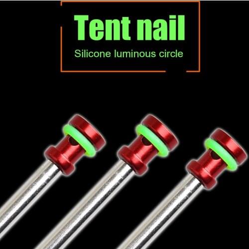 50pcs Outdoor camping tent nail luminous circle fluorescent nail silicone O-shaped luminous ring fishing rod self-luminous ring