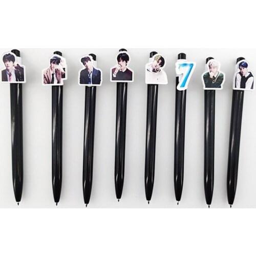 8 Pcs/lot KPOP Map of The Soul 7 Black Ball Point Pens JIMIN JIN SUGA J-HOPE V JUNG KOOK Student Stationery School Toy Gift