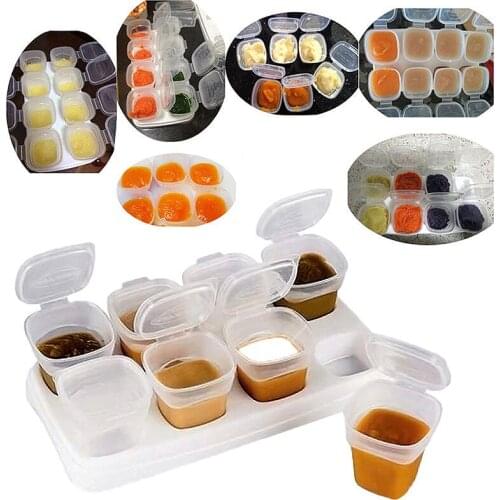 8pcs Mini Kids Weaning Food Feeding Box Freezing Cubes Tray Storage Containers