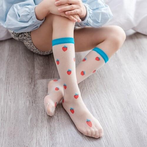 Childrens tube summer fresh mosquito socks girls breathable fruit animal flowers over knee stockings medias largas para niñas