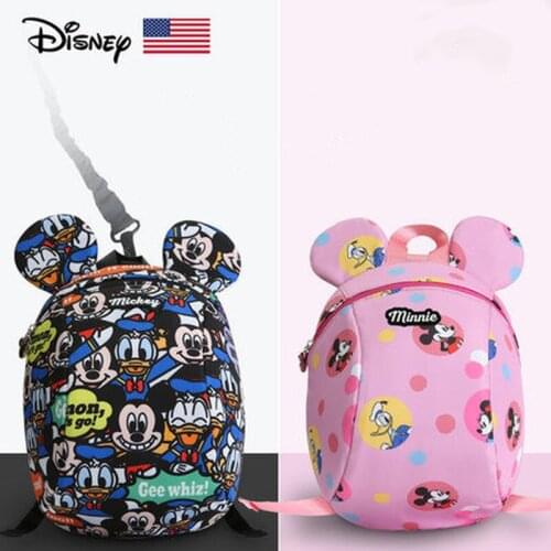 Disney Mickey Donald Duck childrens backpack cartoon school bag boy and girl anti-lost backpack 3-6 years old cute school bag