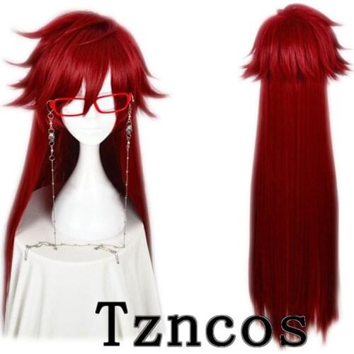 Tzncos Red Long Straight Fashion Party Anime Cosplay Wig Heat Resistant Synthetic Hair