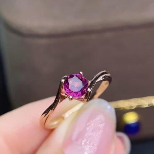 Elegant classic simple Round Natural red garnet gem Ring S925 Silver Natural Gemstone Ring Womens girl party gift Jewelry