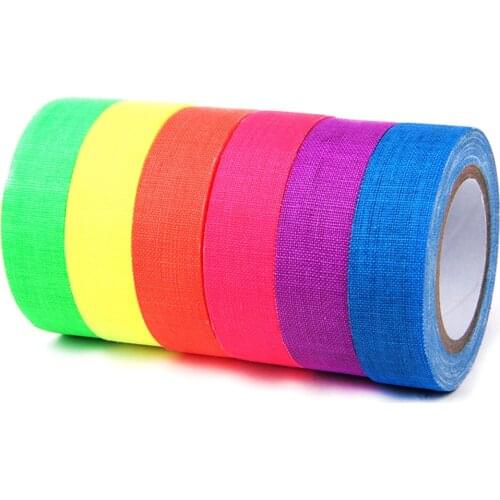 6 Rolls Fluorescent UV Cotton Tape High-Gloss Luminous Purple Light Tape Film Stage Magic Props Performance