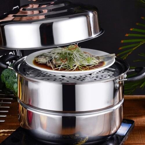 Stainless Steel Three-layer Thick Steamer Multifunction Soup Steam Pot Universal Cooking Pots for Induction Cooker Gas Stove (28